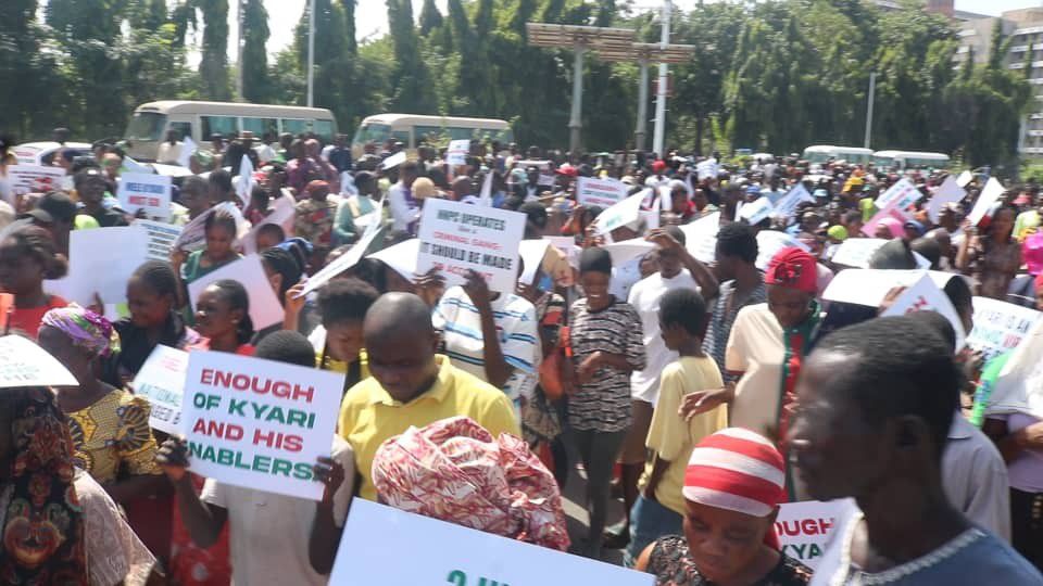 Streams of protesters at the three arm zone in Abuja on Tuesday, November 5. [Original]