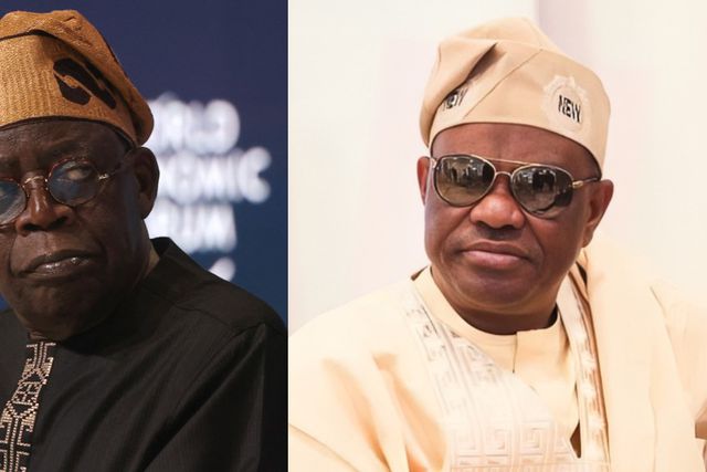 L-R: President Bola Tinubu and FCT Minister, Nyesom Wike. [Getty Images/X, formerly Twitter]