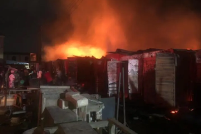 Fire razes shop