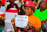 One of the participants, Eze Mary displays her certificate.