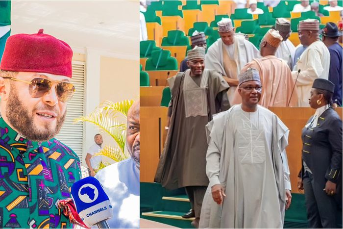 L-R: Hon. Alex Ikwechegh and Members of the House of Representatives. [Facebook]