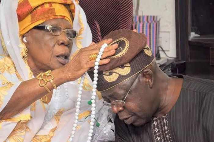 Tinubu's late mother, Abibat Mogaji and President Bola Ahmed Tinubu
