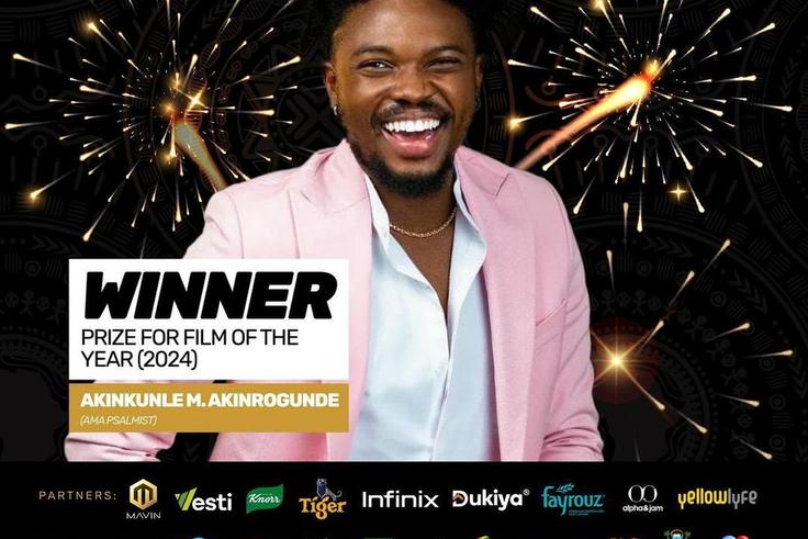 Michael ‘Ama Psalmist’ Akinrogude wins the 18th edition TFAA Prize for Film of the Year [Instagram/@thefutureawardsafrica]