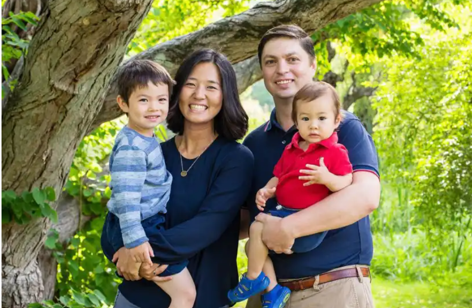 Conor Pewarski, Michelle Wu and their kids