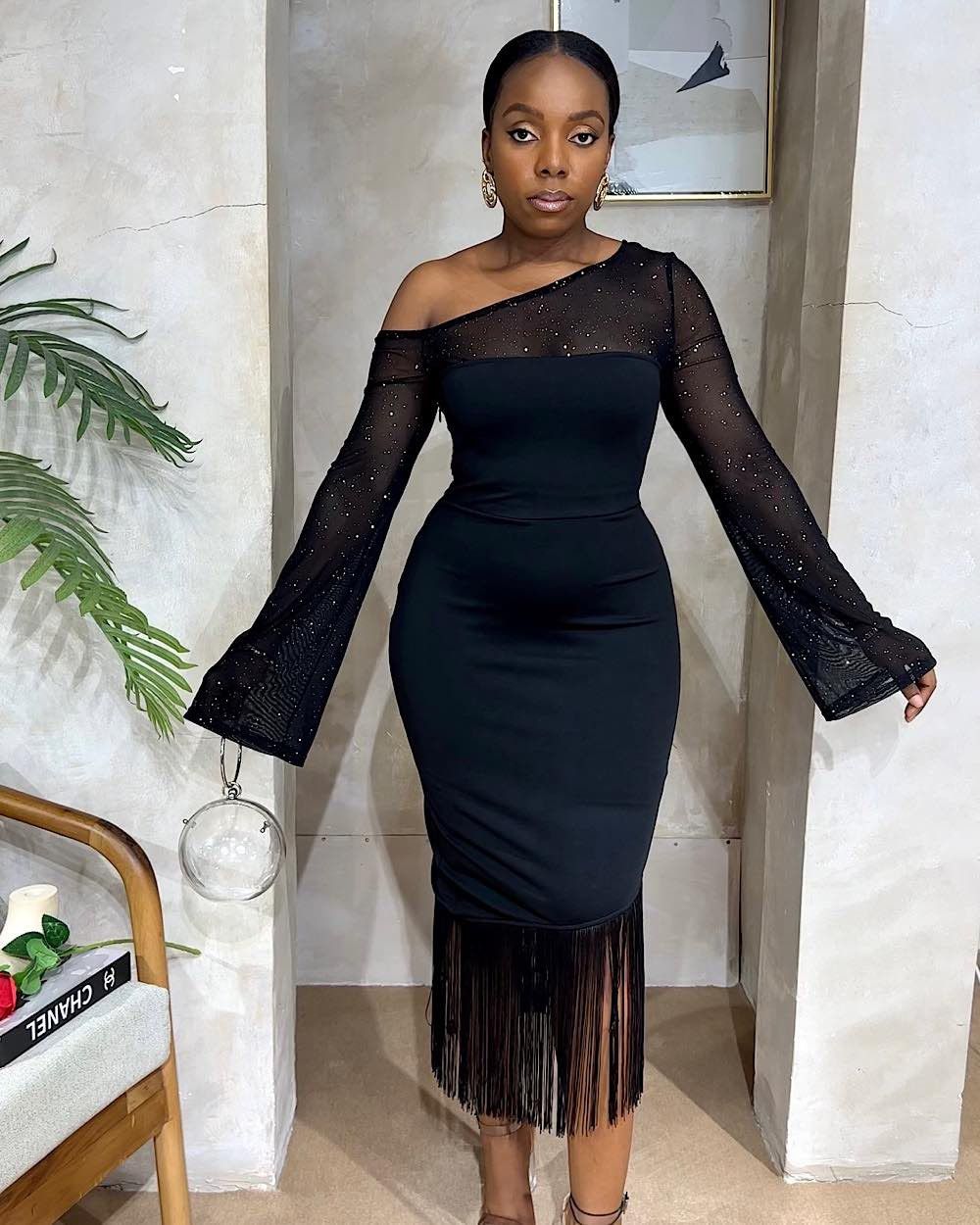 Ilya Black Fringe Dress