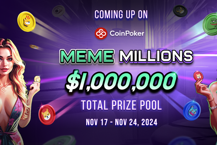 CoinPoker launches $1,000,000 Meme millions series featuring DOGE, SHIB & PEPE