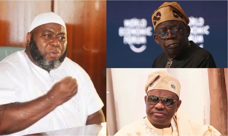 L-R: Former militant, Mujahid Asari-Dokubo, President Bola Tinubu and FCT Minister, Nyesom Wike. [Facebook]