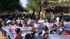 Thousands of protesters at the NNPC towers in Abuja on Monday, November 4. [Original]