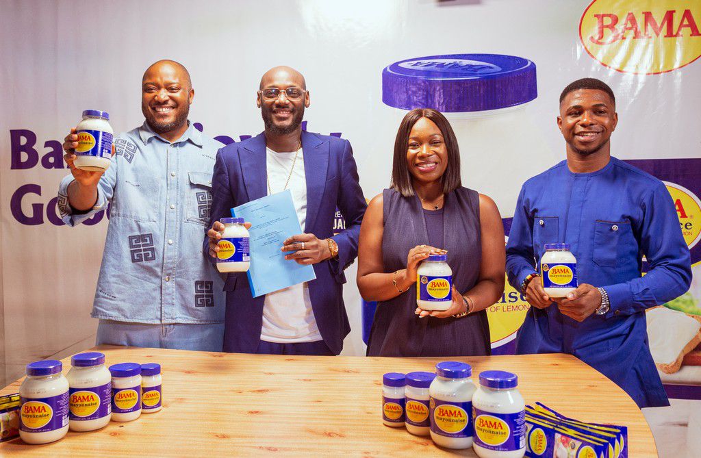 L-R: Managing Director, GBFoods, Vincent Egbe, Legendary Musician and BAMA Brand Ambassador, Innocent “2Baba” Idibia and Marketing Director, GBFoods Nigeria, Oreoluwa Atinmo and Brand Manager, Wet Condiments, GBFoods, Bright Mgbemele