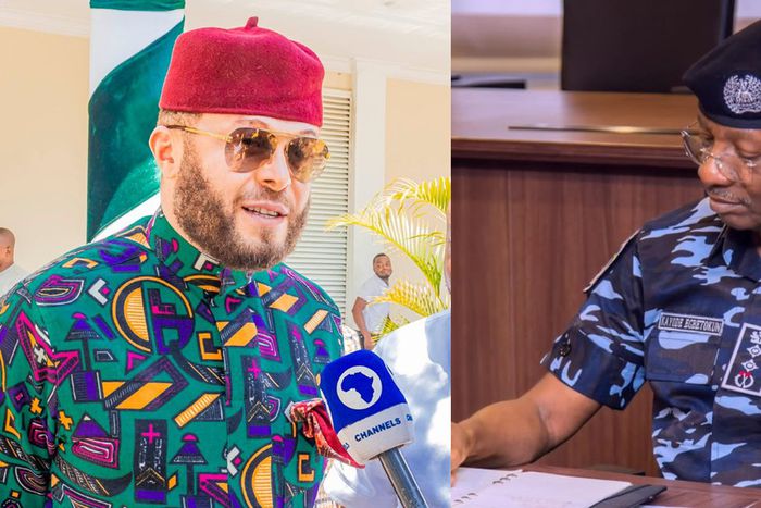 L-R: Hon. Alex Ikwechegh, and IGP Kayode Egbetokun. [Facebook]