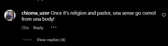 A comment slamming Veekee James for her religiousness