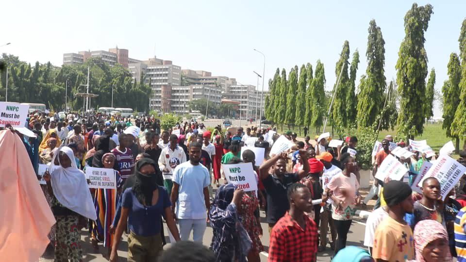 Streams of protesters at the three arm zone in Abuja on Tuesday, November 5. [Original]