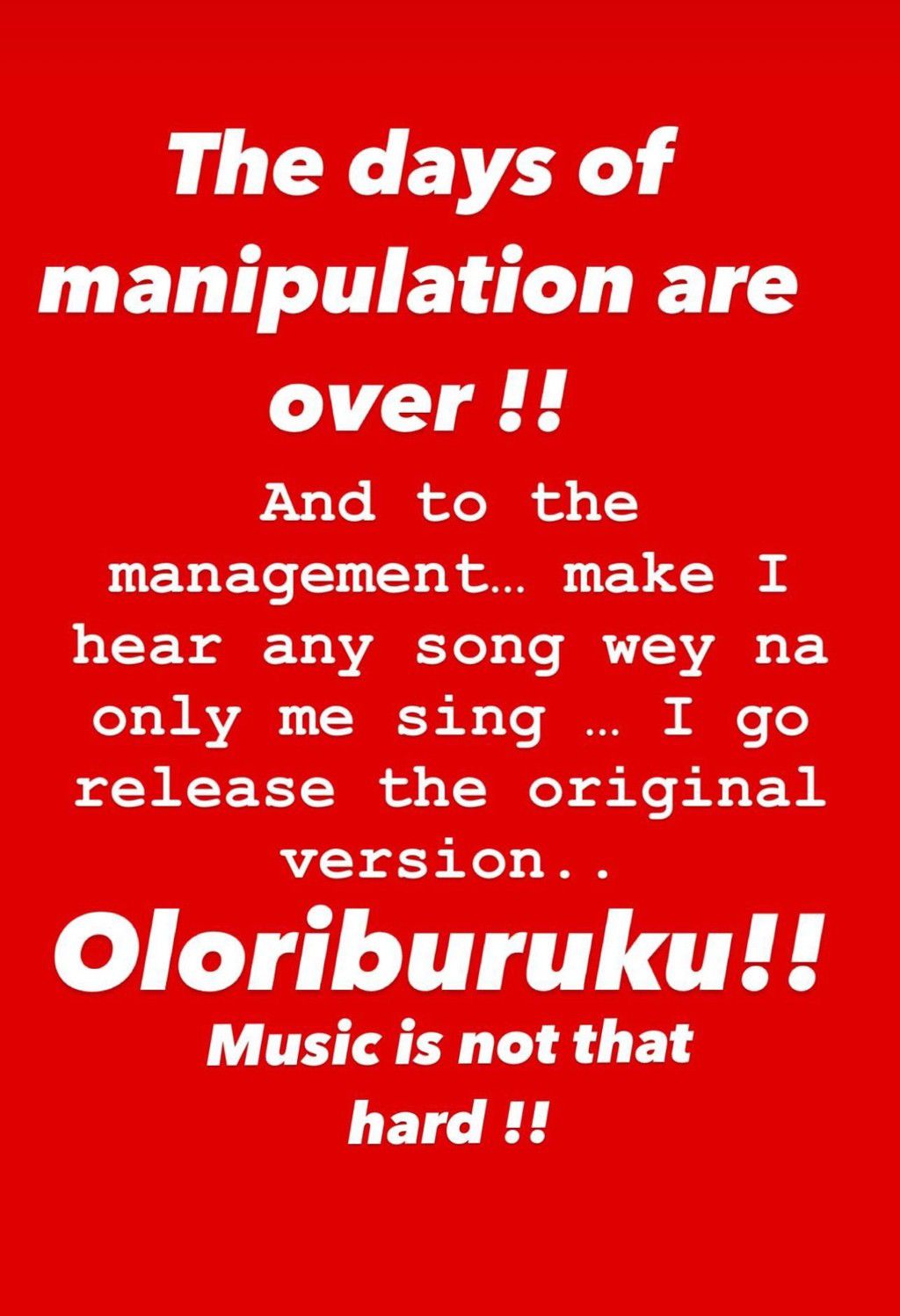 Rudeboy calls out Mr. P on his Instagram story