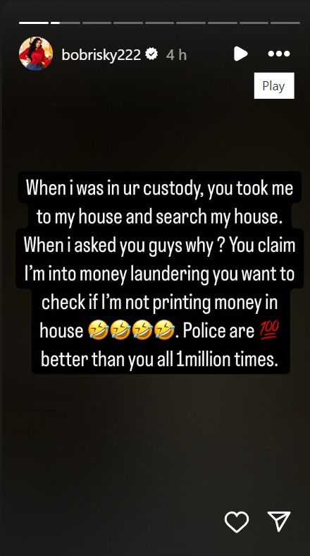 'Most wicked people in Nigeria' - Bobrisky reacts to EFCC officer's death