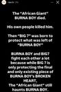 Burna Boy says the 'African Giant' is dead, that he was killed by his people