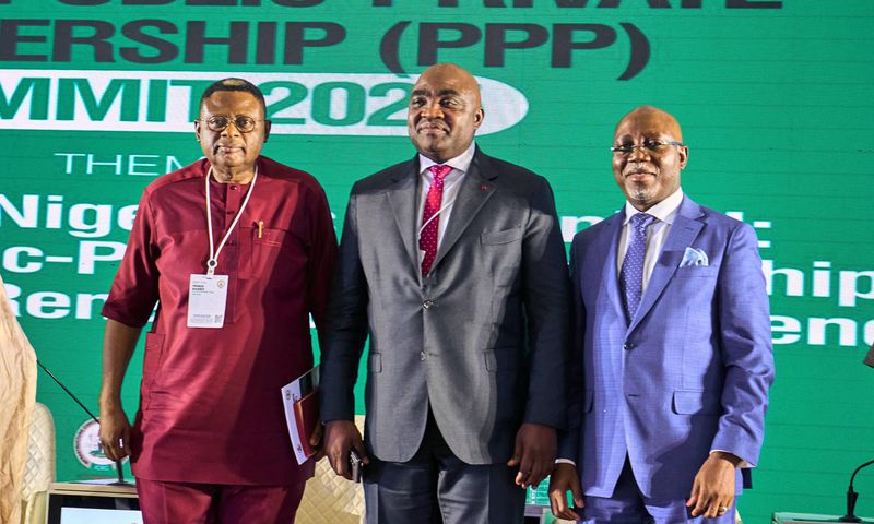 L-M-R: Governor Bassey Otu of Cross River State, ICRC Director General, Dr. Jobson Ewalefoh, and Governor Lucky Aiyedatiwa of Ondo State. [ICRC]