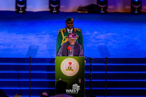 President Bola Tinubu speaking at the WAES 2025 in Abuja.