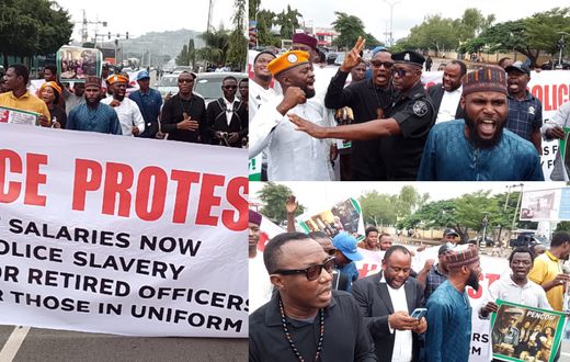 The retired policemen vowed to remain at the National Assembly gate until the leadership addressed their demands. [Sahara Reporters/X, formerly Twitter]