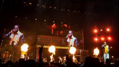 Burna Boy performing at the TD Garden in Boston in March 2024