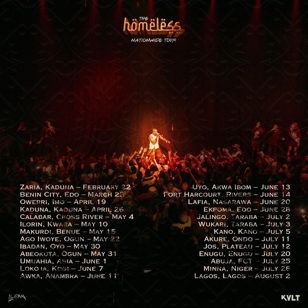 Dates for Llona's Homeless nationwide tour