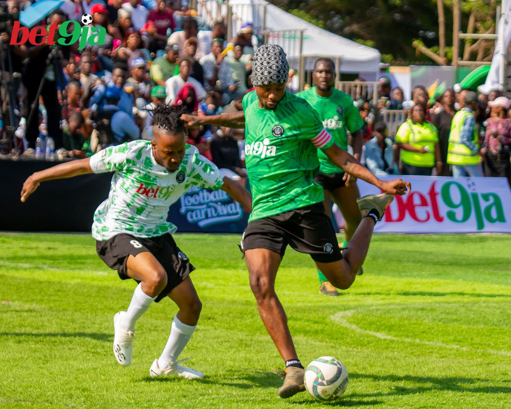 Yhemolee in action at the Bet9ja Football Tournament
