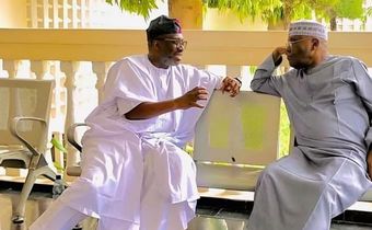 L-R: Segun Showunmi and former Vice President Atiku Abubakar. [Facebook/Reno Omokri]