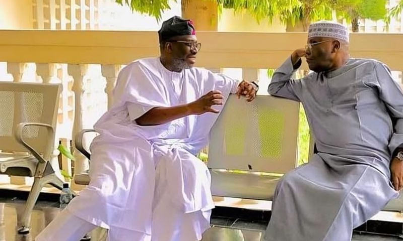 L-R: Segun Showunmi and former Vice President Atiku Abubakar. [Facebook/Reno Omokri]