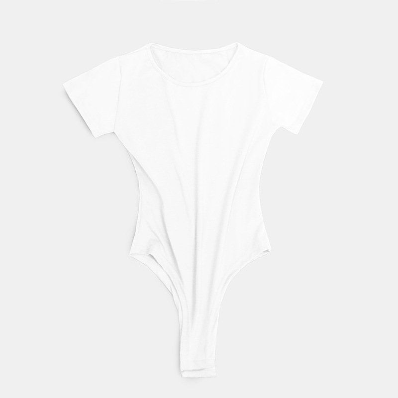 Women’s Short Sleeves Square Cut Bodysuit Bodice Tops Tee