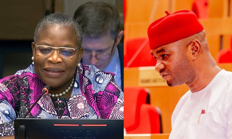 L-R: Dr Oby Ezekwesili and Senator Peter Onyekachi Nwebonyi. [Facebook]