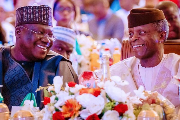 Vice President, Yemi Osinbajo and President of the Senate, Ahmad Lawan at the Independence Day dinner   [Twitter/@NGRPresident]
