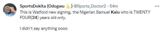 Tweets about Samuel Kalu's age