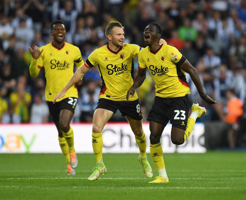 Watford celebrates Ismaila Sarr's goal