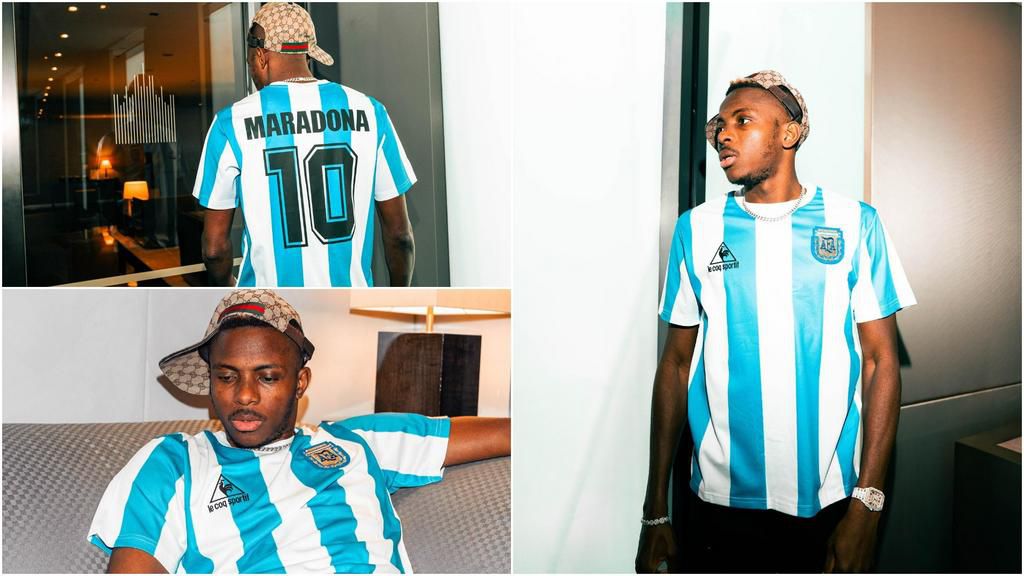 Victor Osimhen celebrates Maradona with Argentina jersey