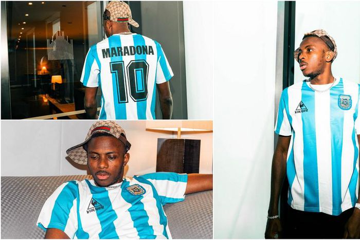 Victor Osimhen celebrates Maradona with Argentina jersey