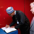 President Muhammadu Buhari with Antonio Guterres [Bayo Omoboriowo]