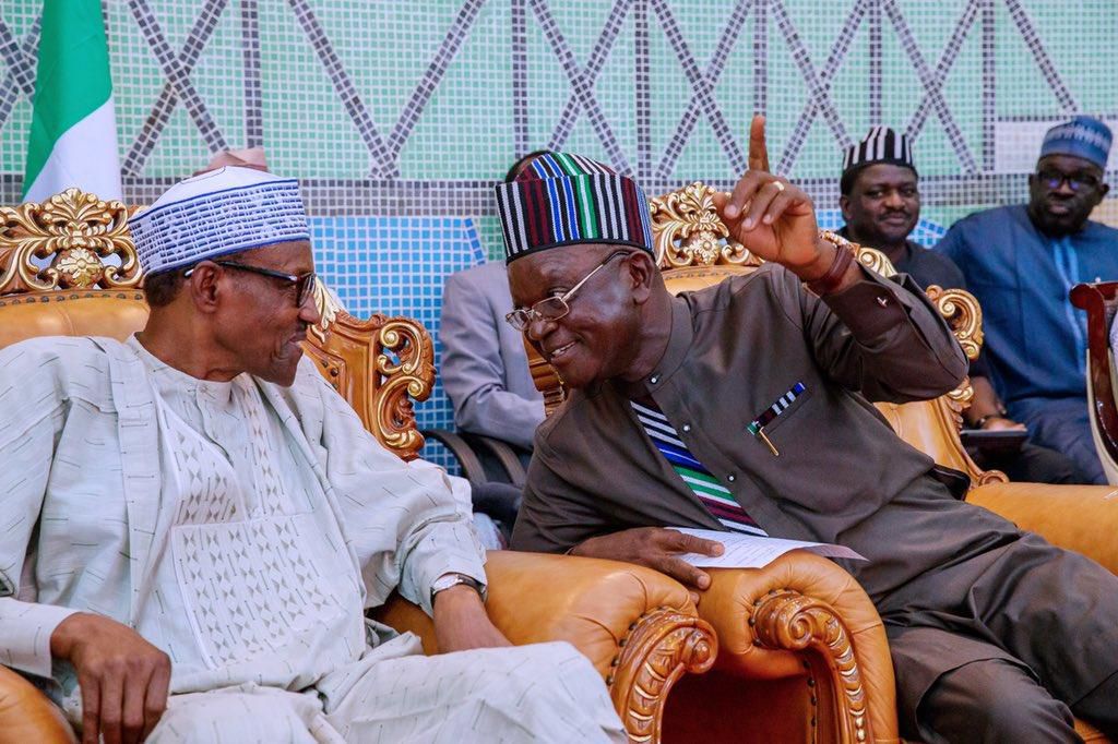Benue State governor, Samuel Ortom, with President Muhammadu Buhari