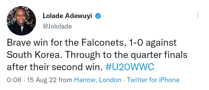 Reactions from Nigerians as Falconets win again to book quarter-final ticket.