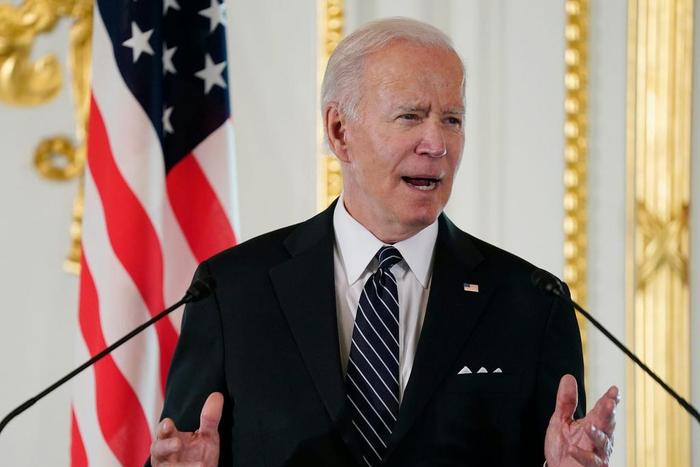 President Joe Biden speaks during a news conference with Japanese Prime Minister Fumio Kishida at Akasaka Palace, Monday, May 23, 2022, in Tokyo.