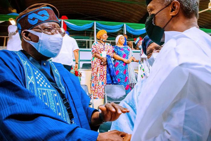 Asiwaju Bola Tinubu and Vice President Yemi Osinbajo at the APC Convention.
