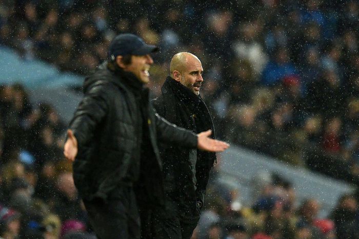 Antonio Conte (left) goes head to head with Manchester City boss Pep Guardiola this weekend