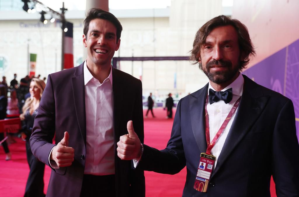 Two FIFA World Cup winners, Brazil's Kaka (L) and Italy's Andrea Pirlo (R)