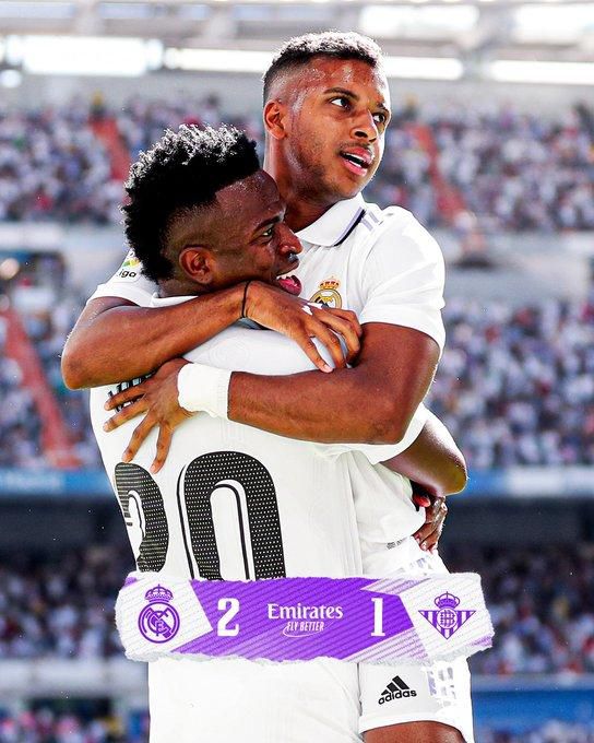 Vinicius and Rodrygo both scored as Real Madrid overcame Real Betis on Saturday