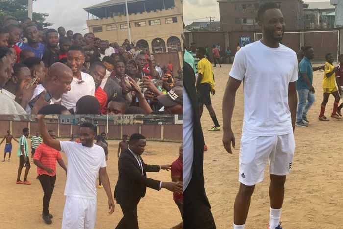 Mikel Obi plays with kids at Ebute Metta