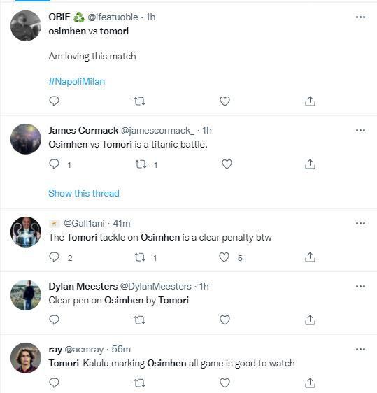 Reactions as Osimhen struggles in Napoli's loss to AC Milan