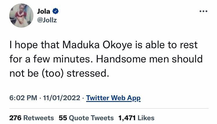 Popular blogger Jola making her feelings clear