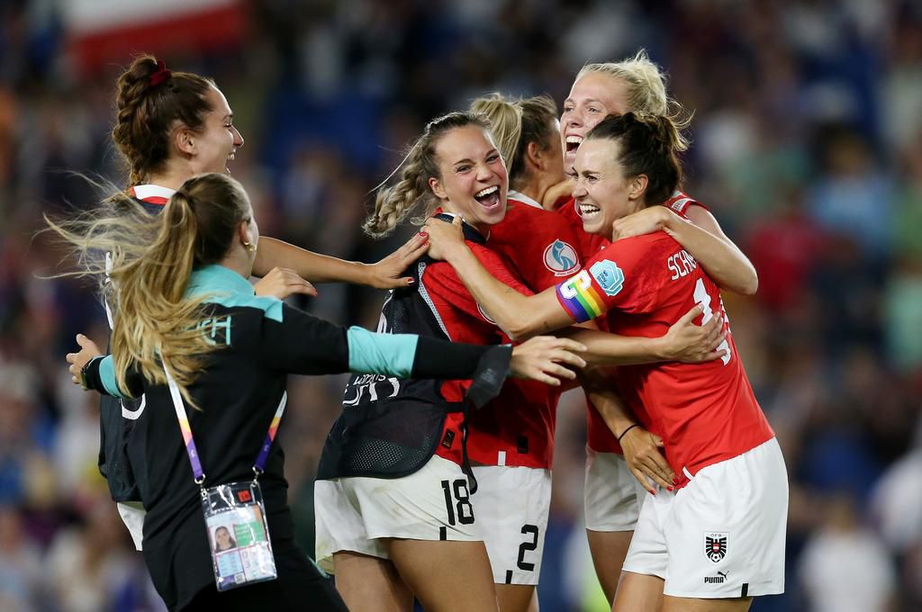 Jubilant Austria celebrates a stunning win.
