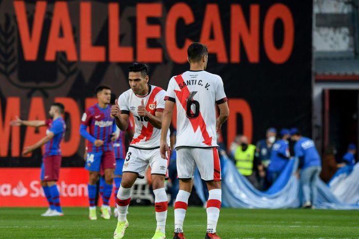 Senior service: Rayo Vallecano's Colombian forward Radamel Falcao on Wednesday