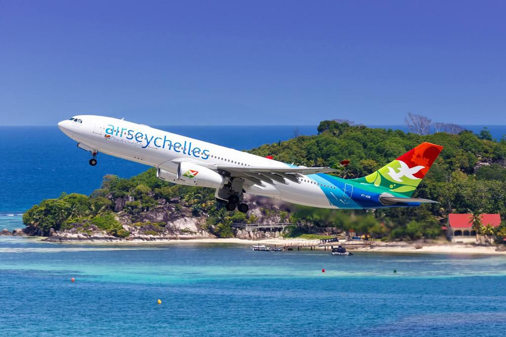 air seychelles airbus a330 plane at seychelles international airport