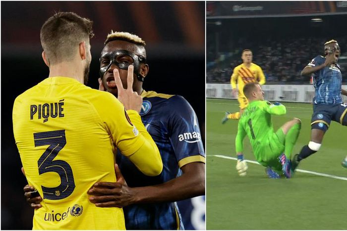 Victor Osimhen and Pique battled in the game between Barcelona and Napoli