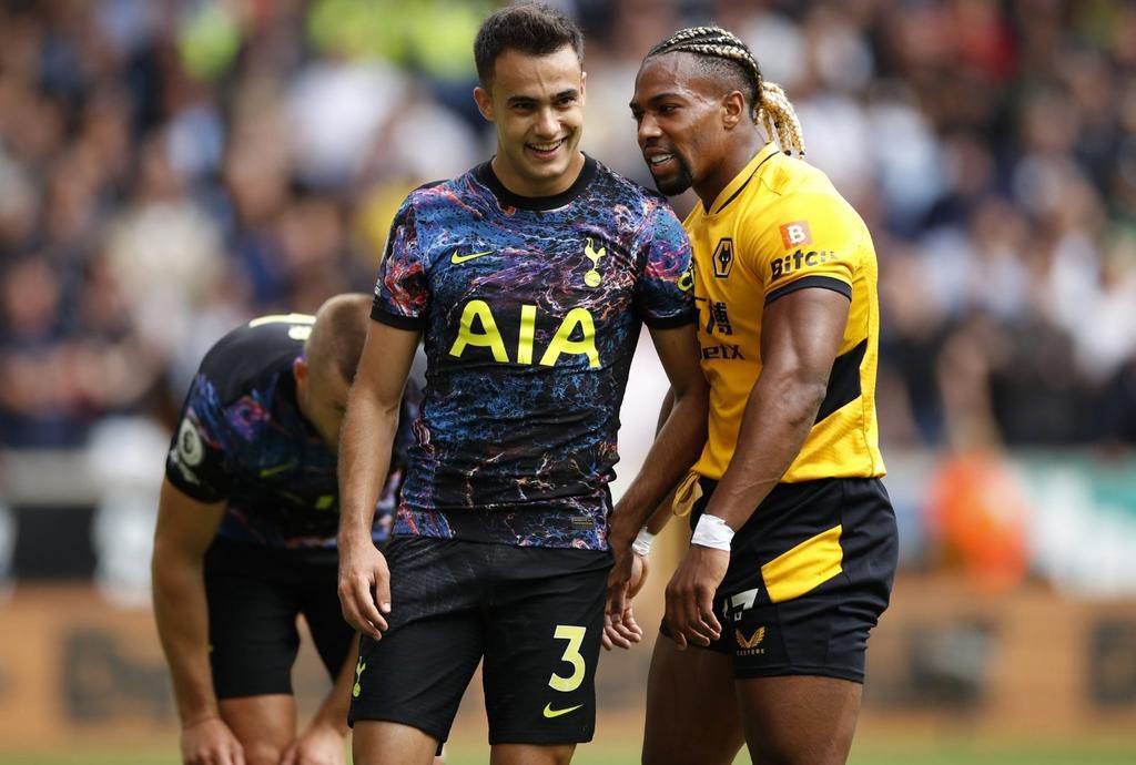 Wolves attacker Adama Traore with Spurs defender Sergio Reguilon during a Premier League clash